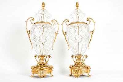 Gilt Bronze Mounted Cut Crystal Urns