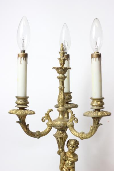 Gilt Bronze and Marble Candelabra Table Lamp