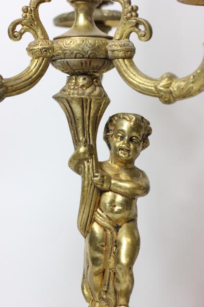 Gilt Bronze and Marble Candelabra Table Lamp