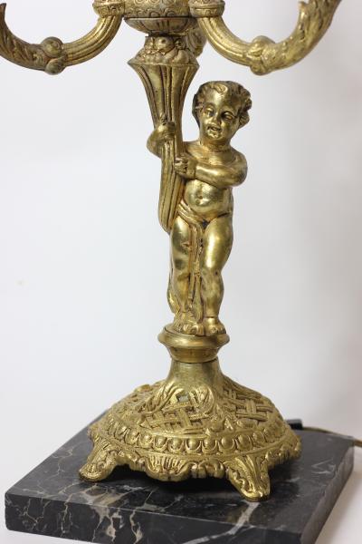Gilt Bronze and Marble Candelabra Table Lamp
