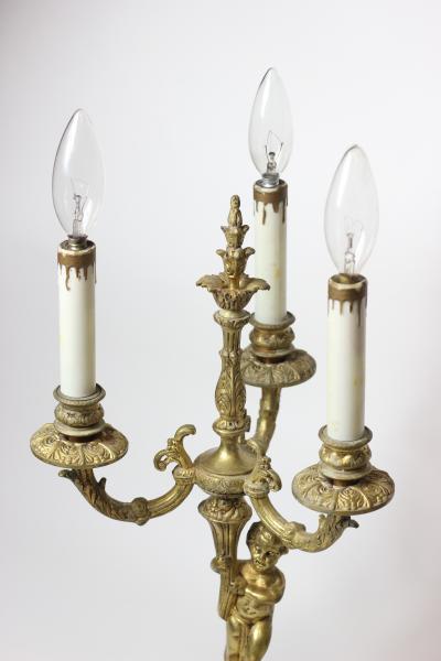Gilt Bronze and Marble Candelabra Table Lamp