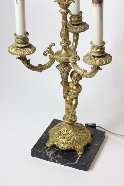 Gilt Bronze and Marble Candelabra Table Lamp