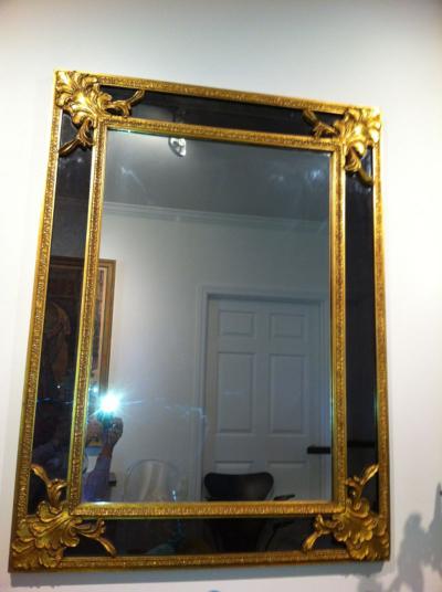 Gilt Charcoal Black Glass Mirror