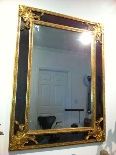 Gilt Charcoal Black Glass Mirror