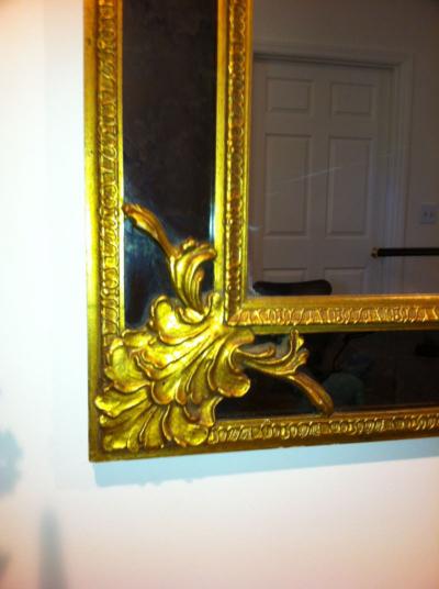 Gilt Charcoal Black Glass Mirror