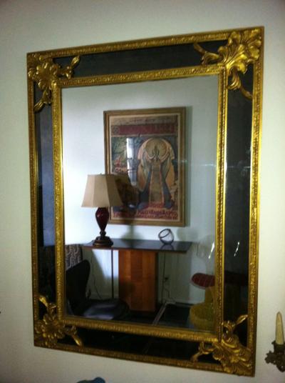 Gilt Charcoal Black Glass Mirror