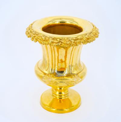 Gilt English Silverplate Campana Vase Wine Cooler or Ice Bucket