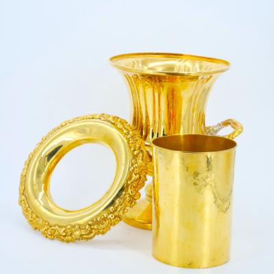 Gilt English Silverplate Campana Vase Wine Cooler or Ice Bucket