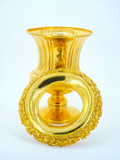 Gilt English Silverplate Campana Vase Wine Cooler or Ice Bucket