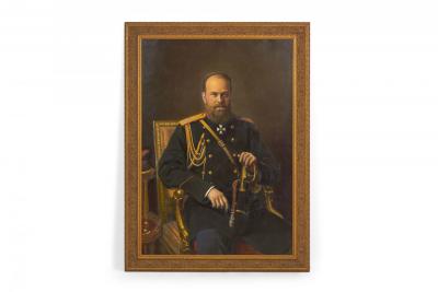 Gilt Framed Russian Oil Portrait of a Czar manner of Ivan Kramskoi 