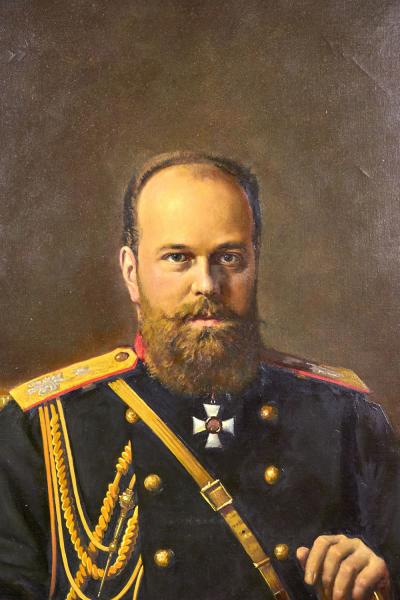 Gilt Framed Russian Oil Portrait of a Czar manner of Ivan Kramskoi 