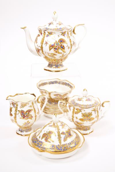 Gilt Gold Russian Lomonosov Porcelain Coffee Tea Service by A Vorobievsky
