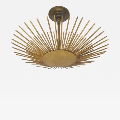 Gilt Iron Sunburst Light Fixture