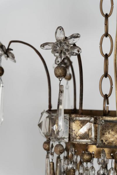 Gilt Iron and Crystal Italian Chandelier
