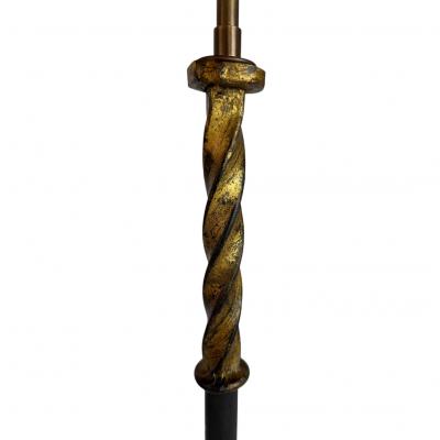 Gilt Iron and Leather Standing Lamp Spain 1970s