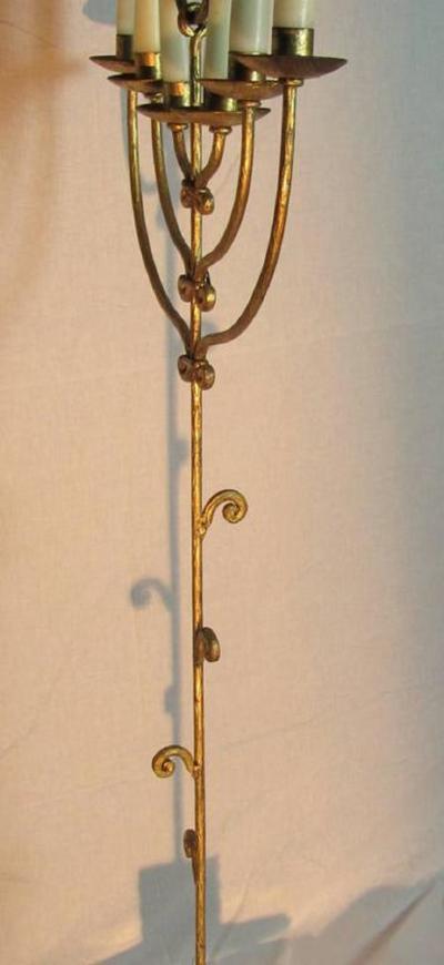 Gilt Iron and Marble Floor Candelabra Spain 1970