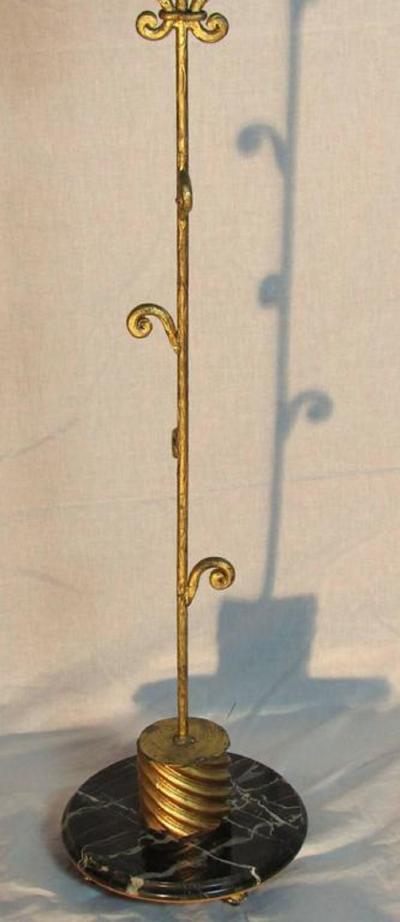 Gilt Iron and Marble Floor Candelabra Spain 1970