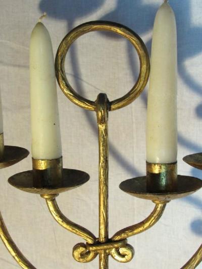 Gilt Iron and Marble Floor Candelabra Spain 1970