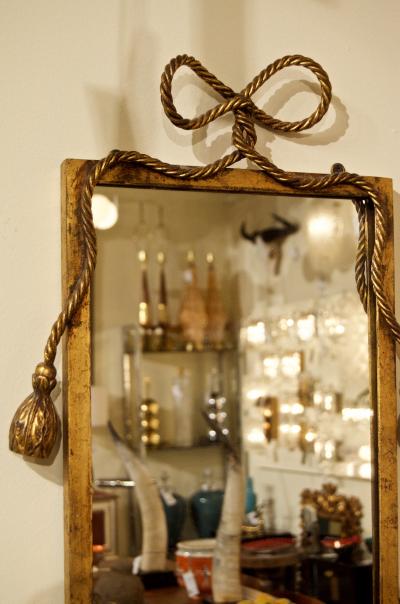 Gilt Metal Mirror and Shelf