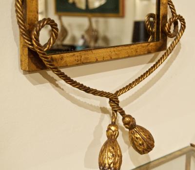 Gilt Metal Mirror and Shelf