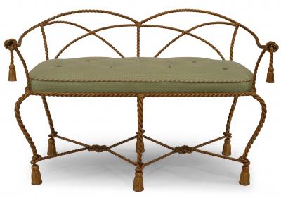Gilt Metal Rope and Tassel Loveseat