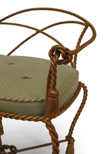 Gilt Metal Rope and Tassel Loveseat