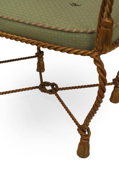 Gilt Metal Rope and Tassel Loveseat