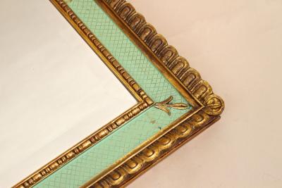 Gilt Mid Century Venetian Wall Mirror With Turquoise Pattern IT ca 1960