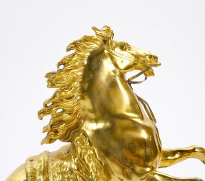 Gilt Patinated Bronze Models of the Marly Horses After Guillaume Coustou