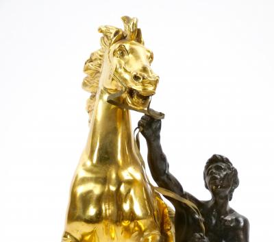 Gilt Patinated Bronze Models of the Marly Horses After Guillaume Coustou