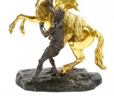 Gilt Patinated Bronze Models of the Marly Horses After Guillaume Coustou