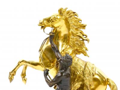 Gilt Patinated Bronze Models of the Marly Horses After Guillaume Coustou