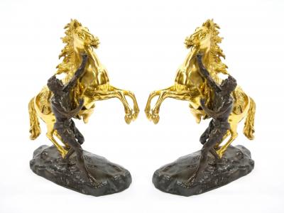 Gilt Patinated Bronze Models of the Marly Horses After Guillaume Coustou