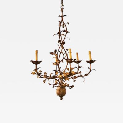 Gilt Tole Foliate Chandelier