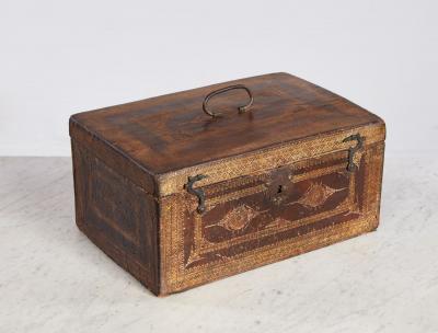 Gilt Tooled Leather Jewelry Box
