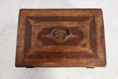 Gilt Tooled Leather Jewelry Box