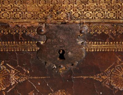 Gilt Tooled Leather Jewelry Box