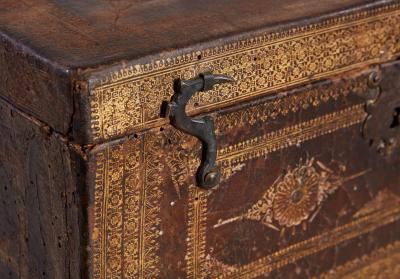 Gilt Tooled Leather Jewelry Box