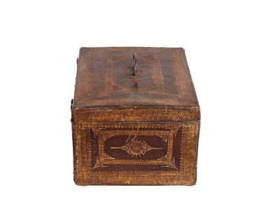 Gilt Tooled Leather Jewelry Box