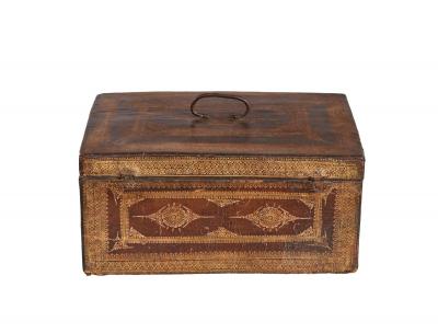 Gilt Tooled Leather Jewelry Box