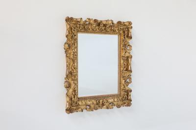 Gilt Wood Canvas Antique Mirror 19th century