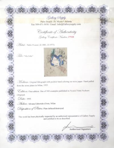 Gilt Wood Frame Pablo Picasso Lithograph Ma Jolie 