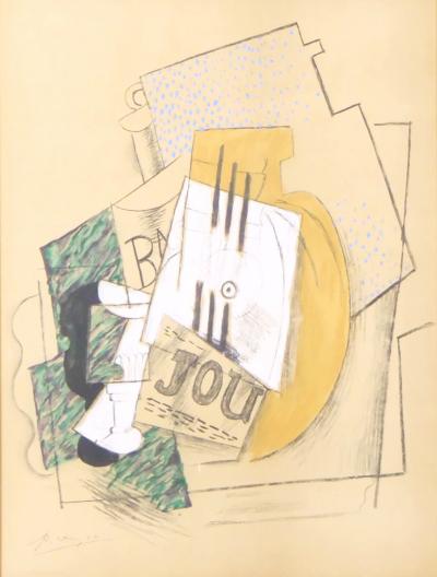 Gilt Wood Frame Pablo Picasso Lithograph Nature Morte Avec Le Guitare 