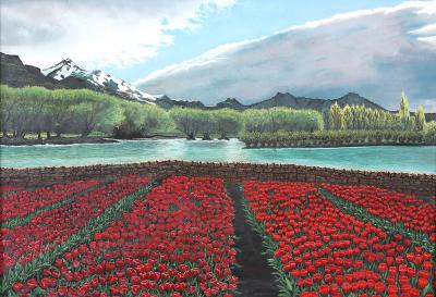 Gilt Wood Framed Oil Canvas Still Life Painting