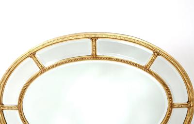 Gilt Wood Framed Oval Shape Beveled Wall Mirror