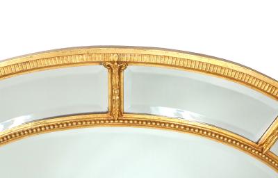 Gilt Wood Framed Oval Shape Beveled Wall Mirror