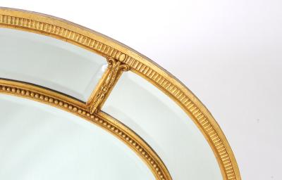 Gilt Wood Framed Oval Shape Beveled Wall Mirror