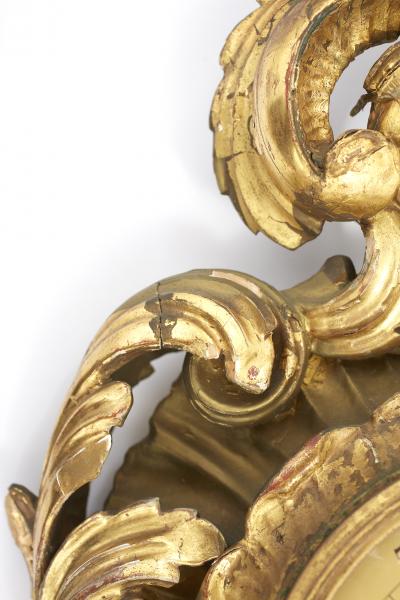 Gilt Wood Framed Swedish Wall Cartel Clock