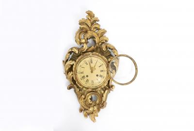 Gilt Wood Framed Swedish Wall Cartel Clock