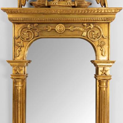 Gilt Wood Wall Mirror with Eagle Pediment